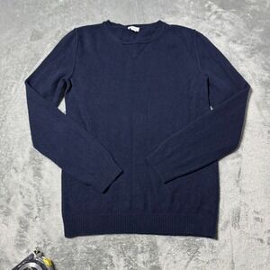 Cuyana Sweater Womens Medium Navy Knit Slim Fit Long Sleeve Crew Neck Pullover‎